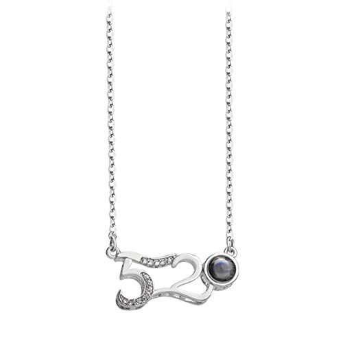 Jinxuny Collier Pendentif Je t'aime Femmes Collier 100 Langues 520 Pendentif Projection Romantique Amour Souvenir Collier de Mariage pour Femmes Hommes (Color : Silver)