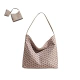 KEKUBUWE Bolso tote para mujer con cartera grande, Bolso hobo con estampado geométrico, Bolso de hombro de gran capacidad (Khaki,One Size)