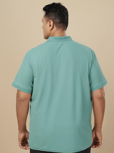 Image of TECHNOSPORT Men's Solid Slim Fit Polo Collar T-Shirt MATPIQ Half Sleeve Button Polyester for Gym Golf Casual Anti Odour UPF50+
