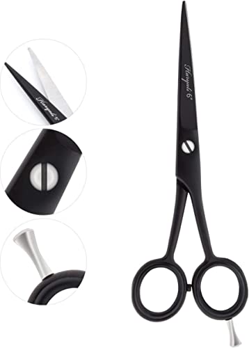 Professional Hair Cutting Scissors Japan 440C Steel Thinning Barber Shears 6.5'' Made From Stainless Steel With Fine Adjustment Screw For Men/Women Cutting For Salon/Barber/Home (Black) #TOP1