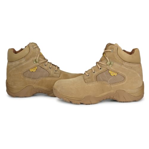 Image of Mikaasa Men's Assault Sky Weight Hybrid 6.0 Side Zip Military and Tactical Work Boot - 6 Inches Combat Boots, Lightweight Comfortable Shoes, Durable and Breathable Desert, Motorbike Boot, Beige