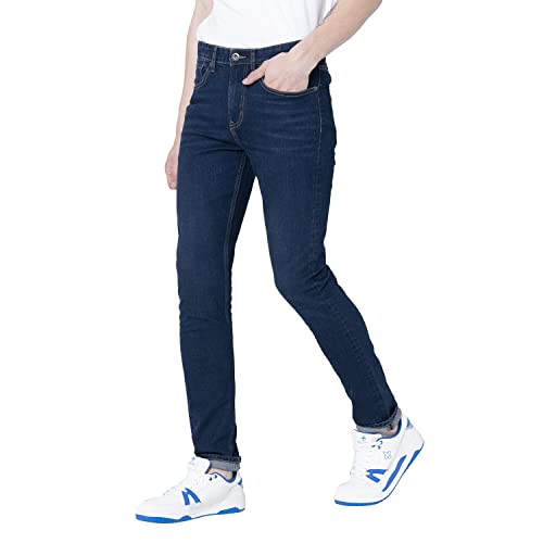 Image of Red Tape Men's Tinted Dark Blue Solid Skinny Jeans