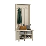 Bush Furniture Salinas Hall Tree with Storage Bench in Antique White