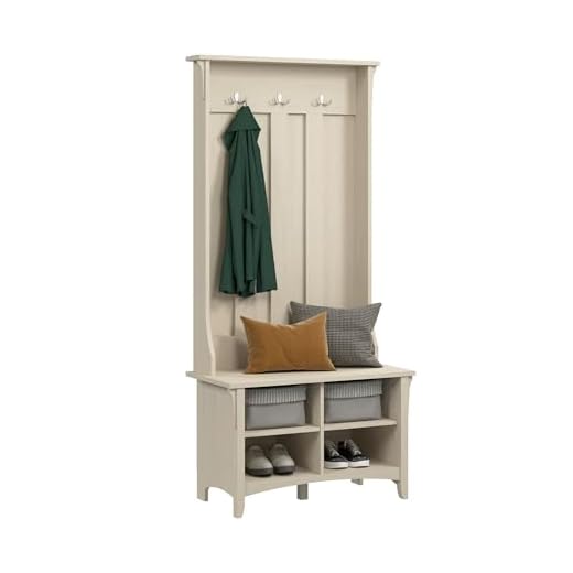 Bush Furniture Salinas Hall Tree with Shoe Storage Bench, Antique White