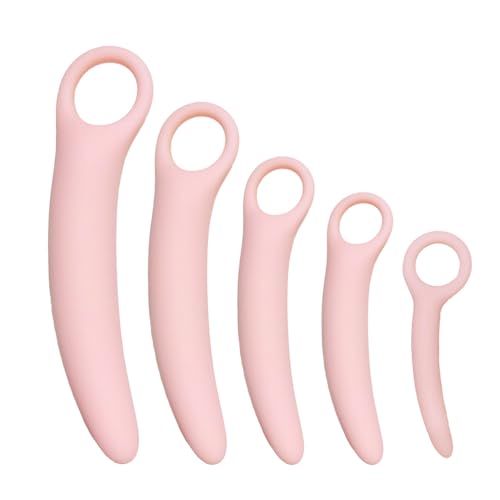 5-Pack Silicone Pelvic Floor Muscle Dilator Trainer Set，Pelvic Wand Massager for Women，Muscle Trainer, Strengthening Device (with Storage Bag)