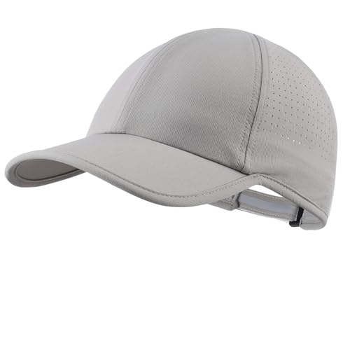Home Prefer Water Repellent UPF50+ Quick Dry Sun Hat Running Baseball Cap for Men Women Beach Golf Hat Light Grey Large