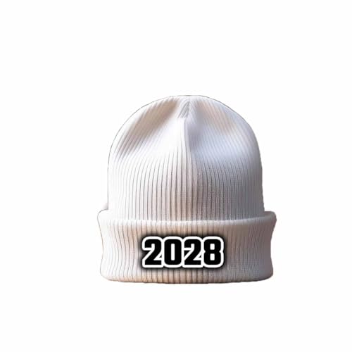 Bonnet blanc 2028 Year à revers pour vos sorties en ville et trajets d'hiver
