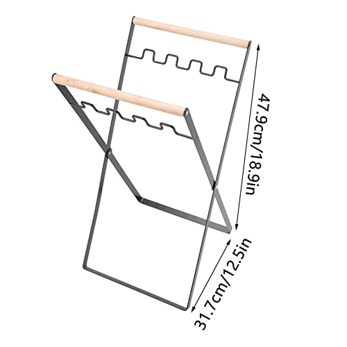 Faltbarer Müllsackständer, Müllsackhalter, Gummi-Holzgriff, Eisenständer, Zusammenklappbarer Kunststoff-Recyclingsackhalter für Den Innen- und Außenbereich(Schwarz) - Image 3