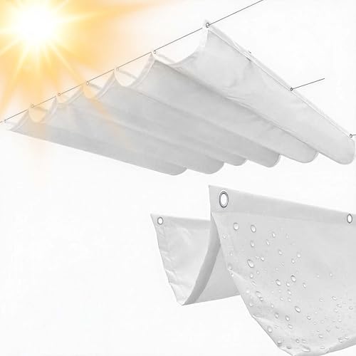 Voile d'ombrage rétractable avec œillets toile imperméable blanche 330x715 - 2