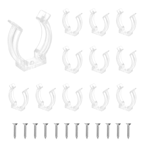 QUARKZMAN Soporte De Clip En U T8 Para Tubos Fluorescentes Abrazaderas De Tubo De Plástico Con Tornillos Para Lámparas De Techo De Bombillas LED, Transparente, Paquete De 12