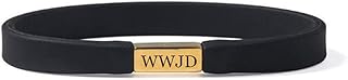 WWJD HWLF Bracelet for Teens Adults,Stainless Steel Rubber What Would Jesus Do Bracelets He Would Love First Wristband Fundraisers Religous Christian Inspirational Jewelry Gifts