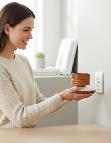 AL- FALAH Sheesham Wooden Kapoor Dani Multipurpose Direct Plug in Mini Magic Wooden Electric Incense Burner Kapoor Dani Camphor Burner Essential Oil Diffuser & Aroma Diffuser Sheesham Wood