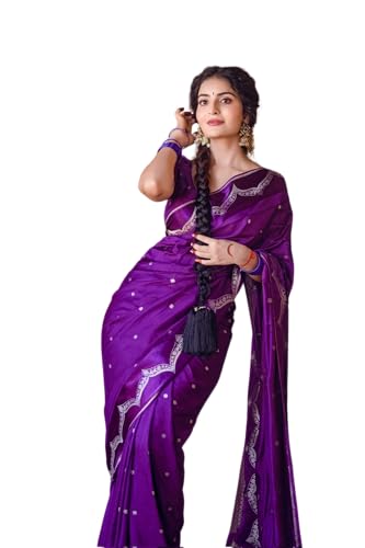 Image of C J Enterprise Women's Banarasi Saree Pure Kanjivaram Style Silk Saree With Blouse Piece for Wedding (Shiv-1)