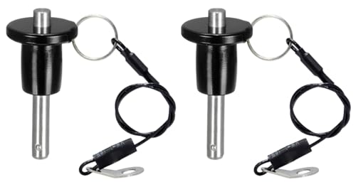 MerciL 2pcs Ball Locking Pin, 304 Stainless Steel Push-Button Quick Release Pin Quick Release Fastening Locating Safety Pins with Lanyard Cable (12X40mm)