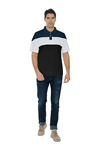 MOHEEN Mens Polo Shirt Short Sleeve Sports Golf Tennis T-Shirt(Black White,3XL) - Thumbnail 4