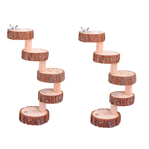Bird Ladder Wooden Climbing Toys: 2Pcs Parrot Stand Platform Wood Playstand Bird Perch Springboard For Hamster Platform Bird Cage Accessories #TOP21