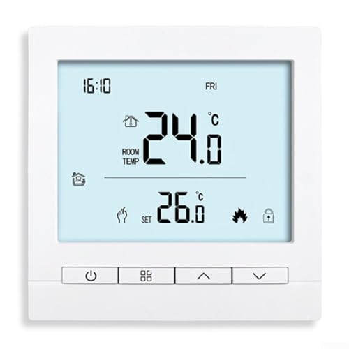 Termostato inteligente con pantalla táctil WiFi blanco ABS Shell control de microcomputadora para el hogar agua y calefacción de suelo acceso remoto (tierra con aplicación)