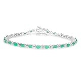 Genuine Tanzanite Bracelet in 925 Sterling Silver 3.78 Carats Marquise Shaped Gemstones Lavender Bracelet December Birthstone Lavender Jewelry for Women (Emerald)