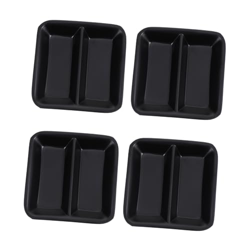 HOLIDYOYO 4pcs Seasoning Dish Dipping Sauce Bowl Condiment Dish Food Trays Soy Sauce Bowl Flatware Tray Cutlery Tray Sauce Dipping Bowls Sauce Container Condiment Tray Black Melamine