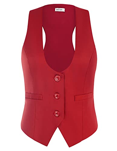 GRACE KARIN Womens Red Vest Vintage Waistcoat Vest Uniform Blazer Steampunk