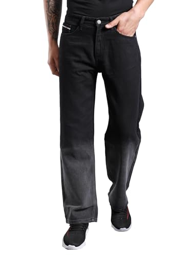 Image of The Indian Garage Co Men Baggy Solid Mid-Rise Stretchable Jeans