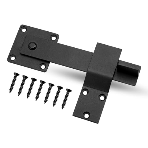 Kigniote Türriegel 5 x 15,3 cm Torriegel Riegel Schloss Schlagladenüberwurf Tür Verriegelungen Überwurfriegel Torriegel Schwarz für Scheunentor, Gartentor, Holztüren