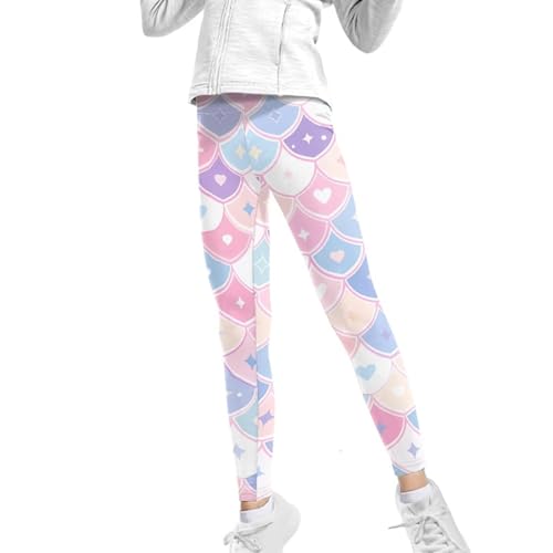 Girls Leggings Stretch High Waist Long Leggings Casual Comfy Running Active Athletic Tights 4-13 Years2