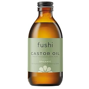 Fushi Organic Castor Oil 250ml Glass Bottle 100% Pure Cold & Fresh-Pressed For Dry Skin & Hair Growth, Eyelashes & Eyebrows Hexane Free Natural Food-grade Sustainably Sourced