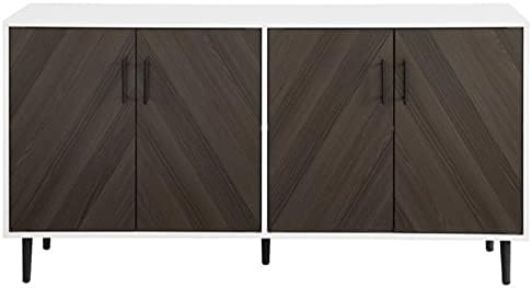 Walker Edison Fehr Modern 4 Door Bookmatch Buffet, 58 Inch, Ash Brown