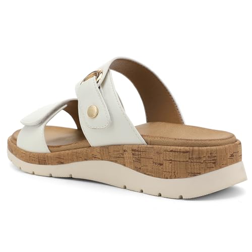 Image of UBFEN Womens Slides Sandals Comfortable Low Wedge Arch Support for Walking