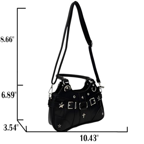 Y2K Grunge Kawaii Gothic Vintage Casual Cute Stars Rivet Studded Adjustable Cross-body Ita Bag Handbag4