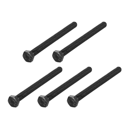 Image of METALLIXITY Hex Bolts (M8-1.25x80mm) 5Pcs, Carbon Steel Fully Threaded Black Oxide, Coarse Thread UNC Hex Head Screw Bolt - for Furniture Repair
