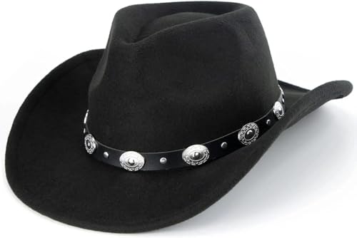DRESHOW Sombrero Cowboy Niños Niñas Western Fedora Fieltro Hebilla de Cinturón Sombreros Retro Panamá Unisex Enrollado Gorras para Niños 4-12 Años