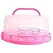 IMIKEYA Box Portable Cake Box Plus Veggie Tray Cookie Carrier Portable Cake Carrier Plastic Containers Cupcake Containers Pastry Pie Carrier Cupcake Stand Baking Supplies Thicken Pink