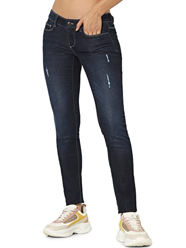 Image of ONLY Women Blue Skinny Fit Low-Rise Low Distress Light Fade Jeans