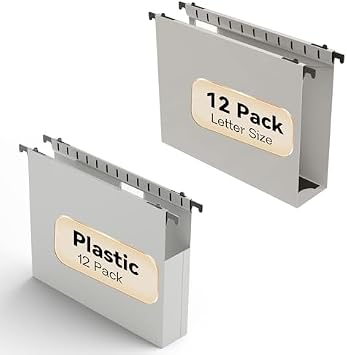12 Pack Expandable Hanging File Folder Letter Size 2 Inch Expansion & 12 Pack Reinforced Black Hanging Folders with Heavy Duty 2 Inch Expansion