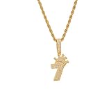 Rap Jewelry Hip Hop Feature Number 7 Crown Pendant Micro Inlay Zircon Crown 7 Pendant (Oro, Plata, Color Mezclado), Joyas, Regalo-Silver