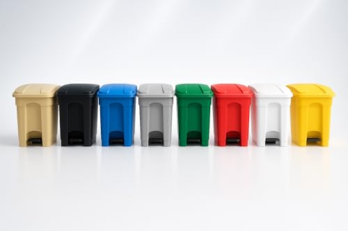 Caneca de basura rectangular beige de 8 galones con pedal miniatura 4