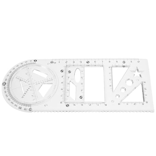 HOLIDYOYO 多機能製学生用描画テンプレート定規 小学生向け文房具 建築設計 製図 アートデザイン用耐久軽量几何学図形描画ツール