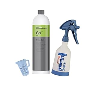 Detailmate reinigingsset van Koch Chemie Green Star universele reiniger 1L maatbeker 50 ml en Mercury Super PRO+ 360 graden VITON blauw sproeifles 0,5 liter blauw