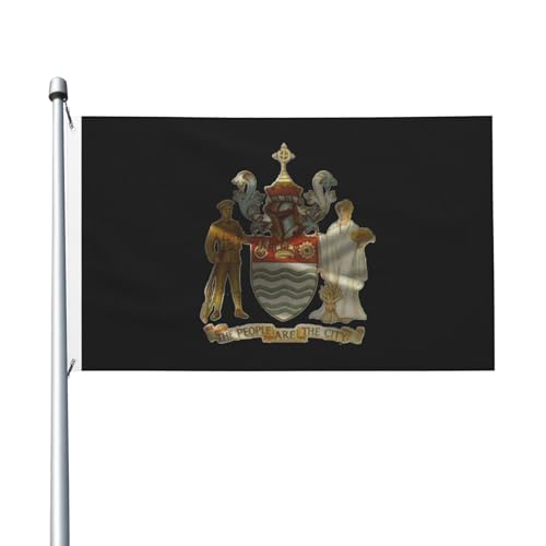 Double Sided Barrie, Ontario Coat Of Arms Flag 3x5 Ft Polyester Outdoor 2 Brass Grommets Flags Durable Patio Decor Banner for All Seasons