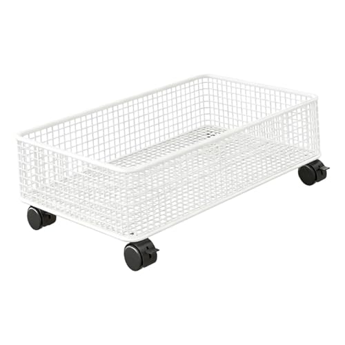Dickly Organizador para Debajo del Fregadero con Ruedas Suaves, Bandeja de Almacenamiento de 1 Capa, móvil, 47 x 28 x 15 cm, Multifuncional para lavandería y, Blanco