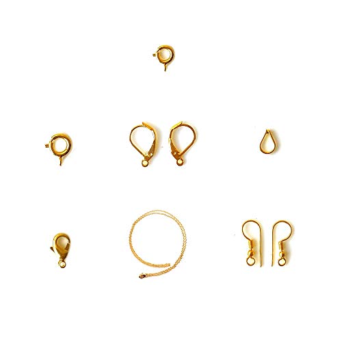 DIY Jewelry Making Supplies Kit, Gold Plated Chain, Hooks & Findings 7 Different DIY Products, GM GEMMART USA (GP-90049)