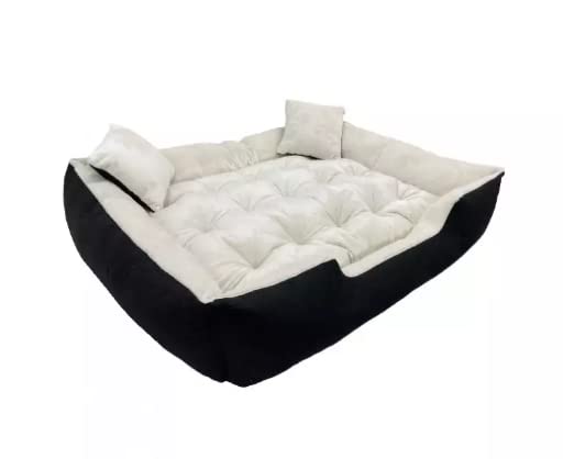 Gorgeous Dog Bed & Cat Bed Polyester Bed Black & Cream Color Anti-Skid Bottom & Machine Washable(Reversible)-Large (B0BM6LQX12) Amazon Price History, Amazon Price Tracker