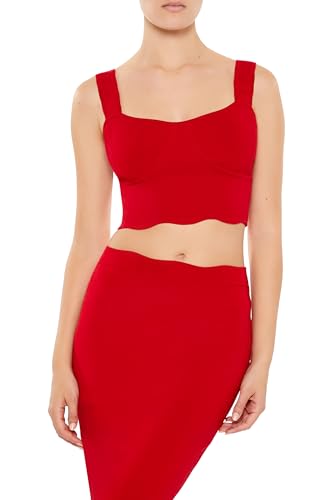 Forever 21 Blusa cropped feminina de malha, Vermelho, P