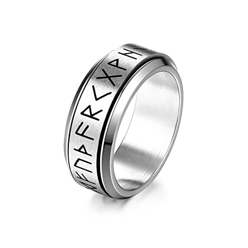 Dochais Hombre de Acero Inoxidable Gira,Anillo Giratorio de Doble Capa,Anillos Banda Giratoria para Aliviar Estrés,Pareja Anillos Plata para Hombre Mujer Unisex (Plata, 24)