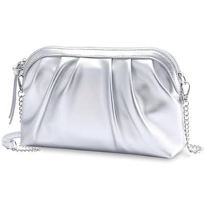 VASCHY Pochette Donna,Clutch Donna Elegante Pochette e Clutch Pelle Borsetta Donna Pochette da Borsa Elegante Borsa Tracolla Donna Matrimonio,Festa Pochette Argento