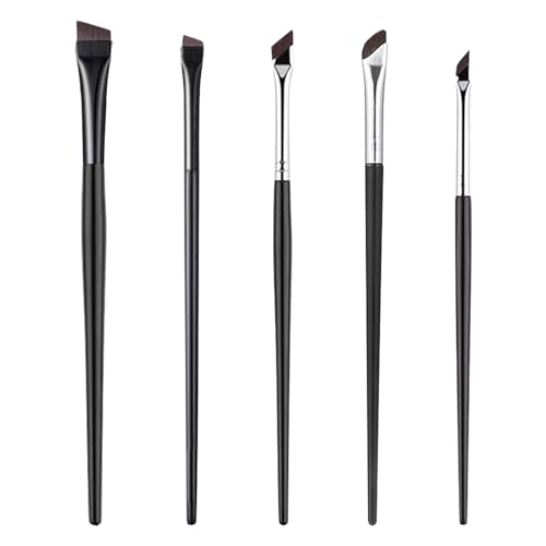 Flintronic Pinceaux à Maquillage, Lot de 5 Pinceaux Maquillages Professionnel, Pinceau Eye-liner Biseauté, Pinceau de Maquillage pour Les Yeux, pour Fards à Paupières, Sourcils et Contour des Lèvres