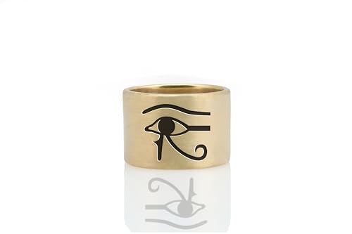 Bague Œil Gravé style égyptien ancien, idée cadeau originale brossée large