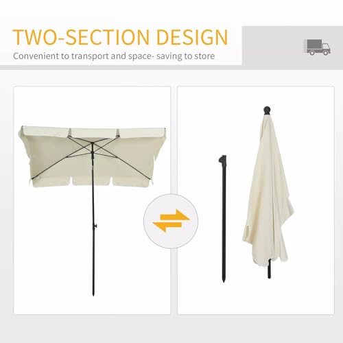 Sombrilla rectangular contra el calor en la playa con botón de inclinación 6